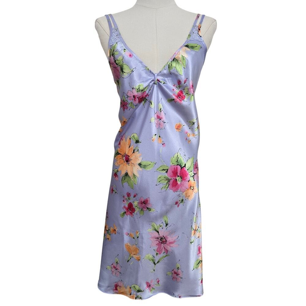 Madison & Max Vintage Y2K Floral Satin Slip Dress XL Coquette Feminine Romantic